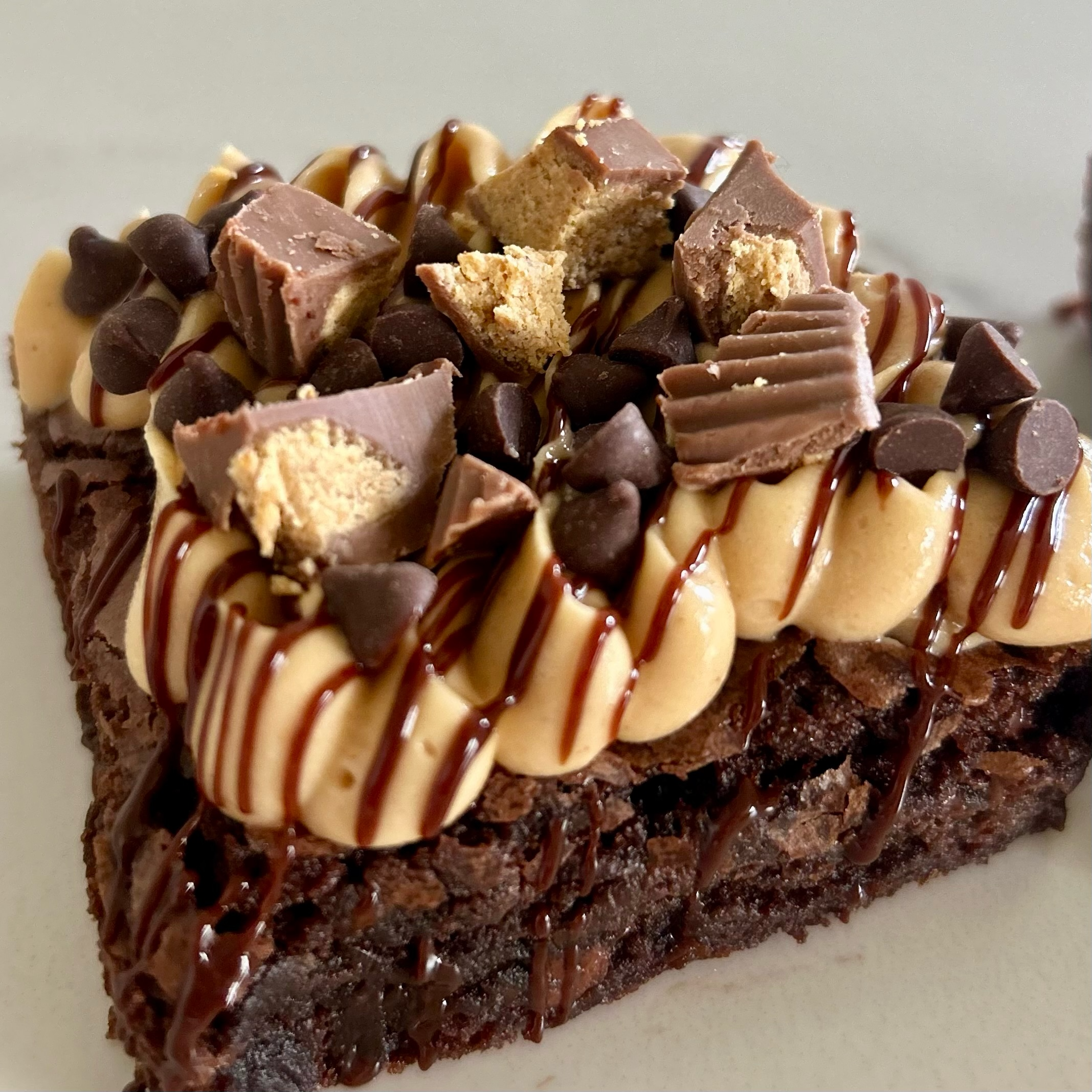 Decadent chocolate brownie with peanut butter cups